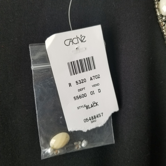 NWT Cache Sleeveless Little Black Sheath Dress with Beaded Embellishments Size 0 - Picture 11 of 12